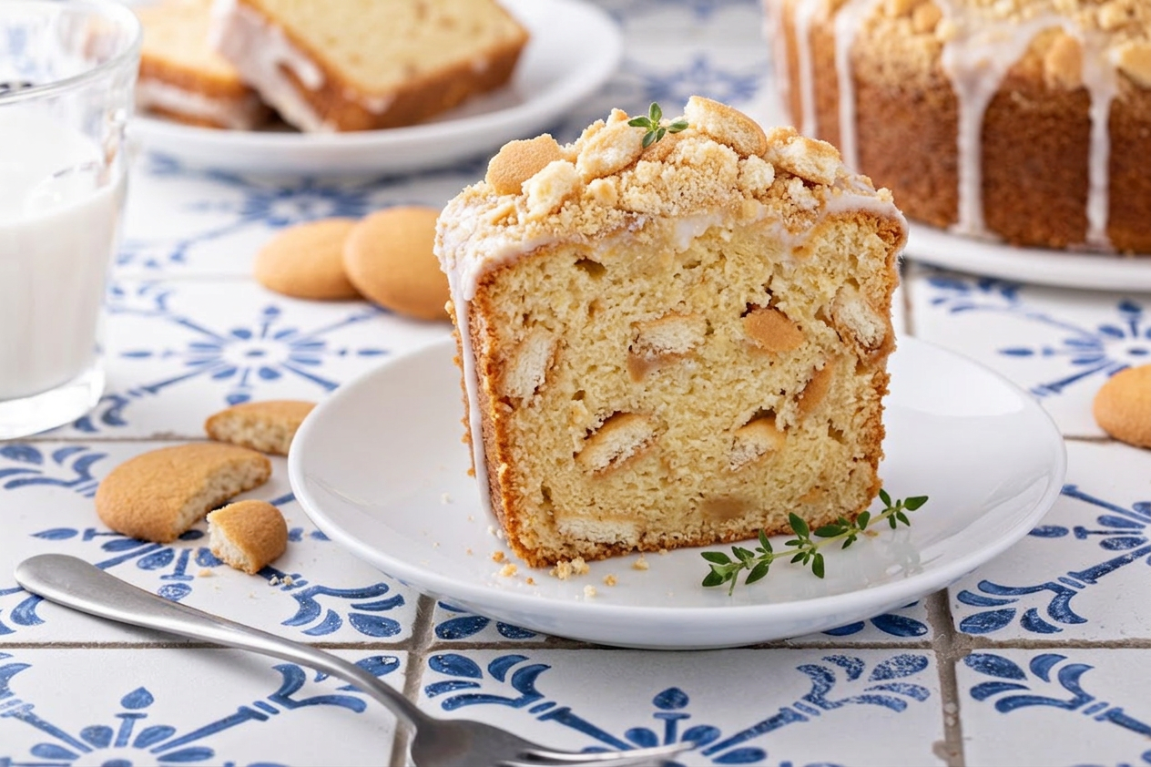 Vanilla Wafer Cake with Crème Anglaise